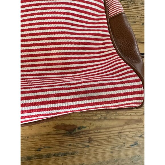 Linea Pelle Blue Womens Red White Purse Handbag tote bag striped pockets - Picture 5 of 9